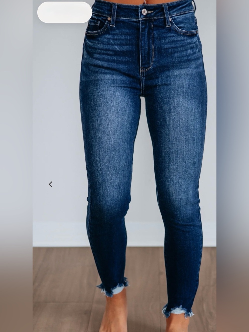 KanCan Dark Indigo High Rise Frayed Hem Skinny Jeans